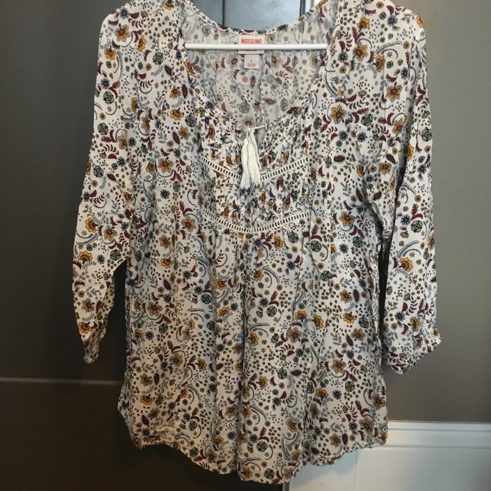 2/$10 Floral Fall Colors Tassel Tie & Pleating